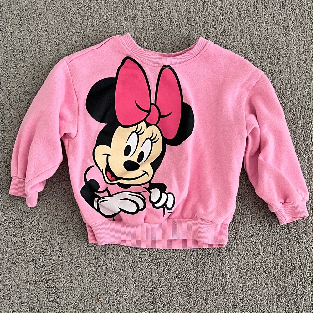 🩷 4T Disney Minnie Mouse Pink Sweatshirt for Kids Cute Girls Disney Sweater